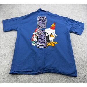 Vintage Looney Tunes Shirt Mens Large Blue Bugs Bunny Daffy Duck Foghorn 90s